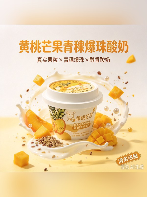 草原你好黄桃芒果青稞爆珠酸奶